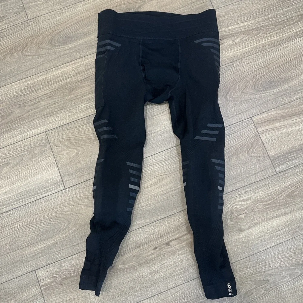 Stoko Men's Compression Athletic Pants Black Adjustable Waist Support XL NEW